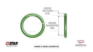Star oring eje bomba VE, Spaco 1939 6,50mm x 2,00mm