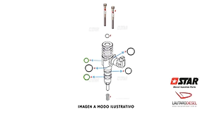 Star diesel Kit orings para inyector 03G130073S 03G130073D = SX = DX Passat 60098/10, sin tornillos de fijacion