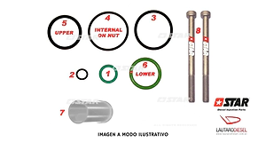 Star diesel Kit orings para inyector 03G130073S 03G130073D = SX = DX Passat 60098/10, sin tornillos de fijacion