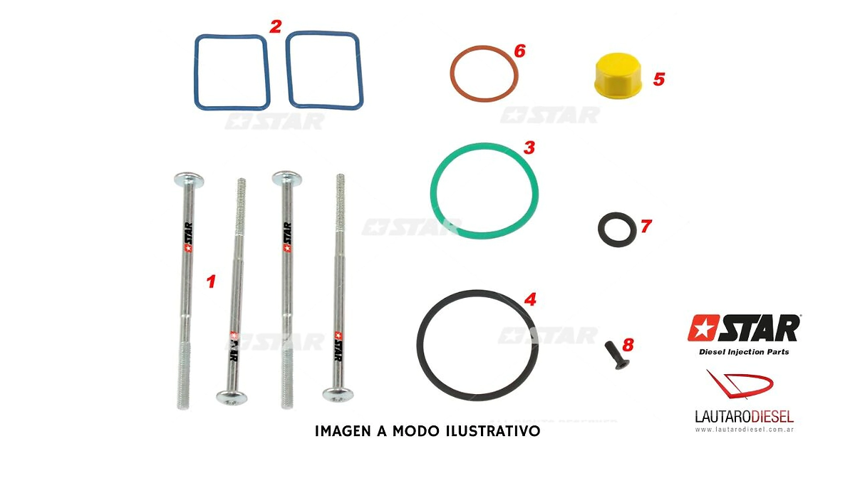 Star Reparacion PLD monobomba 0414799008 0414799017 0414799032 0414799043 60132 tornillos y orings, sin chapa cuadrada, hay Bosch, y Alternativo tambien