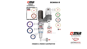 Star diesel kit de juntas completo para Scania EUI 60136 (13 items) para 0414701008 entre otros, hay Bosch y alternativo tambien