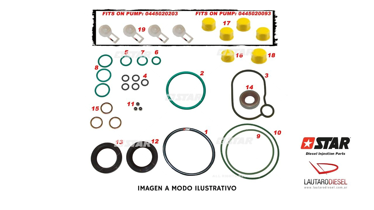 Star diesel kit reparacion juntas con retenes para bomba 0445020093 0445020137 60196
