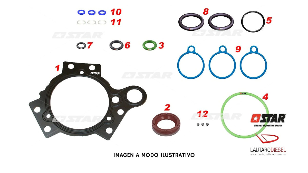 Star Diesel Siemens kit de juntas con retenes bomba Peugeot 407 Citroen 4 C5 5WS40019 5WS40163 5WS40380 5WS40809 9662021580 9683624080 A2C27100268 A2C59511600 T60143/03