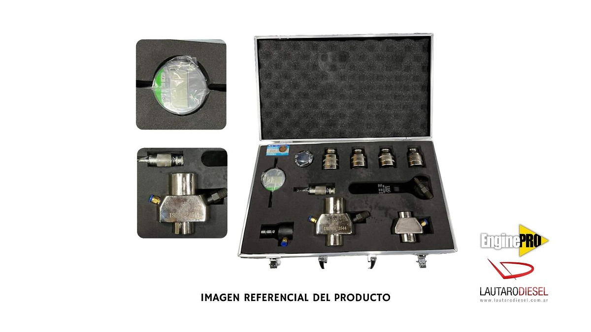 Valija herramientas para desarmar inyectores Cummins XPI CON COMPARADOR comparador milesimal digital.