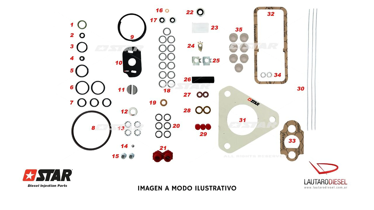 Star Diesel kit de juntas para bomba inyectora DPA John Deere, hay Delphi