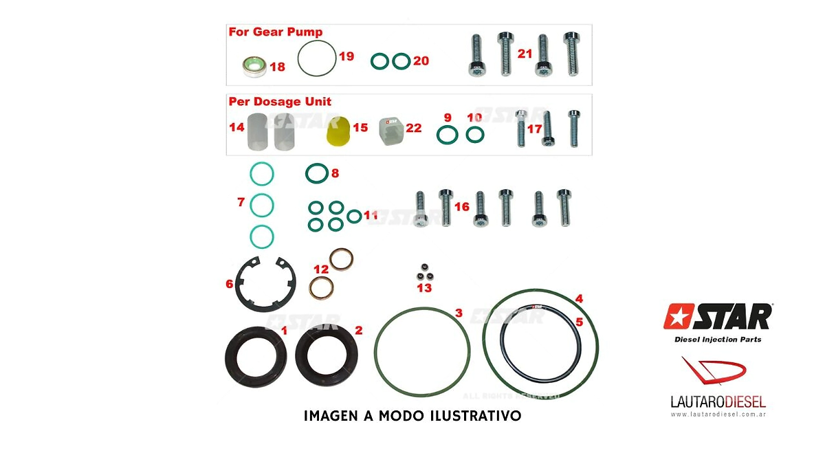 Star diesel kit reparacion completo bomba 0445010115 completo con los 2 retenes, 3 esferas