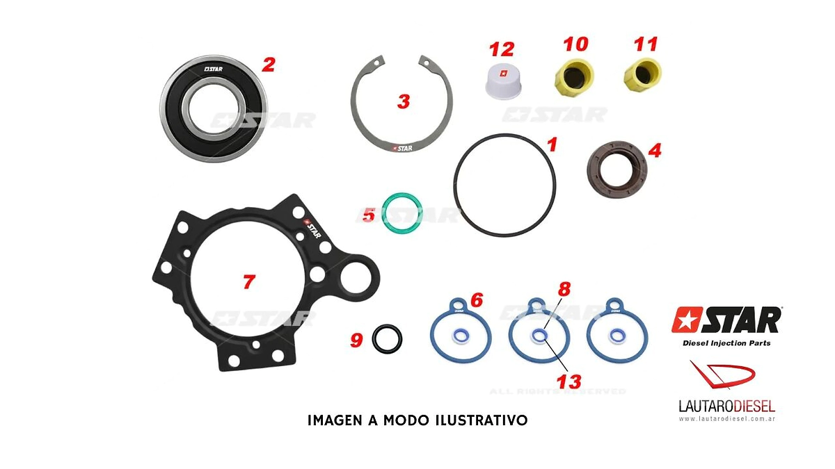Star Siemens Kit reparacion completo con rodamiento para bomba Focus y 308 408 Siemens 4M5Q9B395AF 5WS40094 A2C59511609 T60215