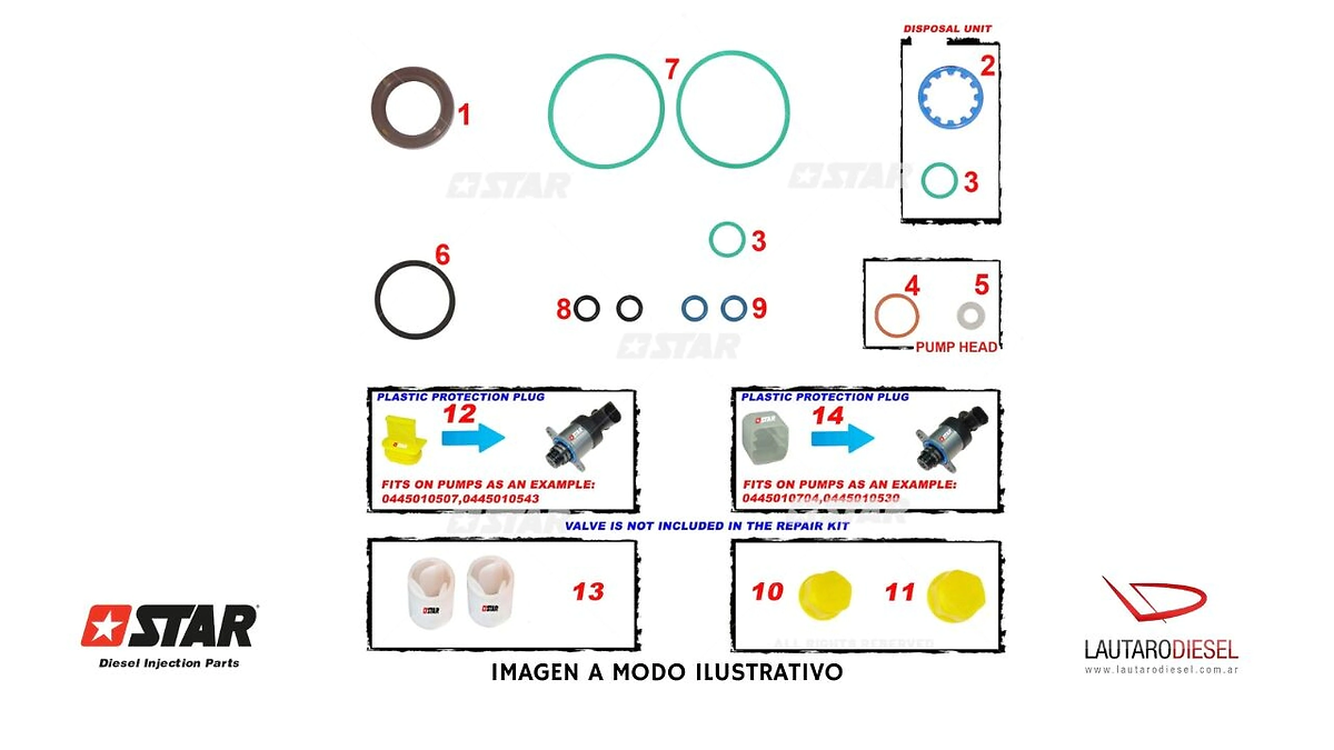 Star Diesel juego de juntas completo incluye reten eje para bomba 0445010704 0445010546 0445010508 0445010546 0445010543 0445010580 0445010506 0445010507