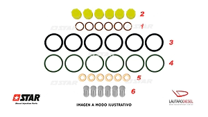 Star kit completo orings y arandela base para los 6 inyectores Mercedes Benz Detroit Diesel 0445120302 0445120303 0445120386 0445120385