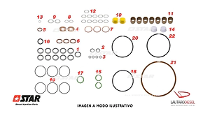 Star Denso juego de orings bomba Denso Jhon Deere T60166/3 094000-0310 094040-0030 094000-0313 RE501640 RE518423 o Komatsu HP0 094000-0453