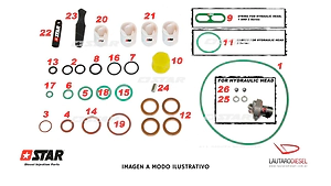 Star Diesel kit juntas (sin reten eje) para bomba Clio Kangoo Terracan  JMC y Focus 33100-4X710 R9044Z016A 9044A120A 9044A013A 9044Z013A 9044Z015A reten eje 31949/05 Star. Hay Delphi 7135-539 y Spaco