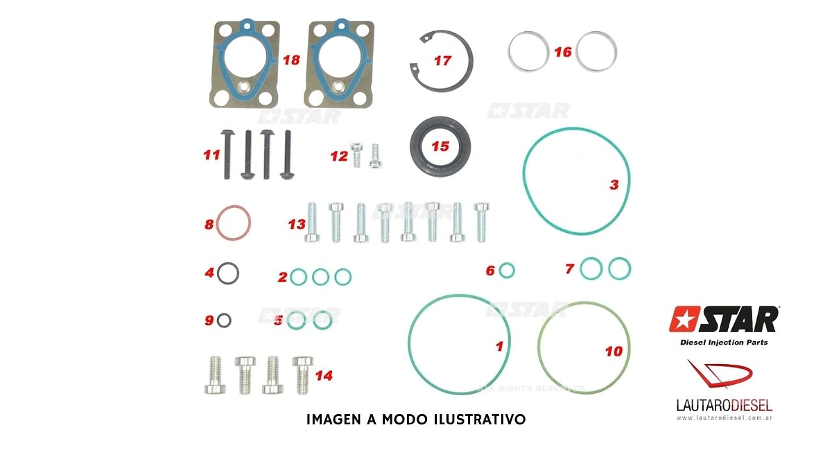 Star kit de juntas con juntas de chapa con reten eje para bomba Delphi DFP3.4 Peugeot Citroen C4 C5 407 508 2,0 HDI 1920LP 28212378 9424A000A 9424A110A 9656391680 7135-528