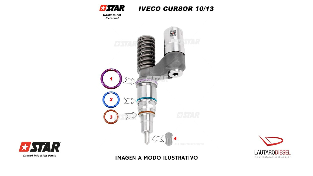 Star diesel Kit orings externos de cuerpo de inyector 3 unidades  0414701013 0414701052 0414701083 60145/05, hay Bosch y Engine Pro