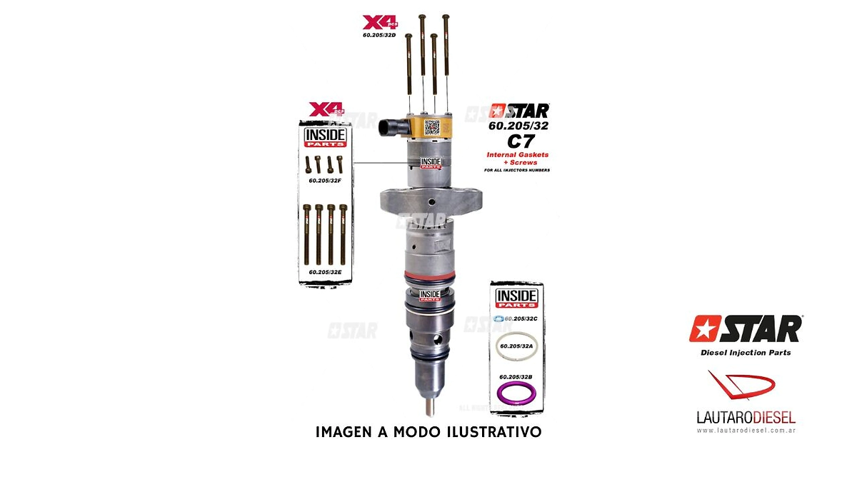 Star Kit oring INTERNOS y tornillos inyector CAT C7 (Hay externos tambien) 263-8218 10R4761