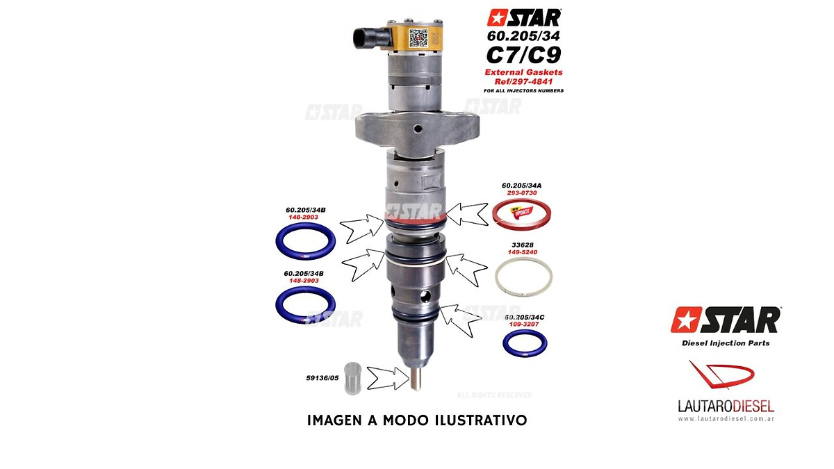 Star Kit oring EXTERNOS para inyector CAT C7 (Hay internos tambien) 263-8218 10R4761