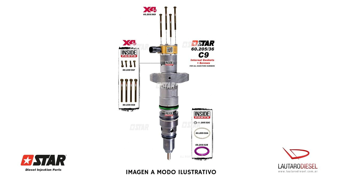 Star Kit oring INTERNOS y tornillos inyector CAT C9 C-9 (Hay externos tambien)
